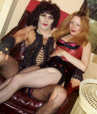 Peter Blake and Linda Dobell backstage at the Kings Road Theatre circa 1974/5