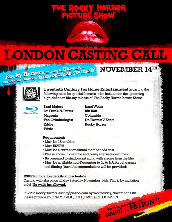 Bluray casting flyer